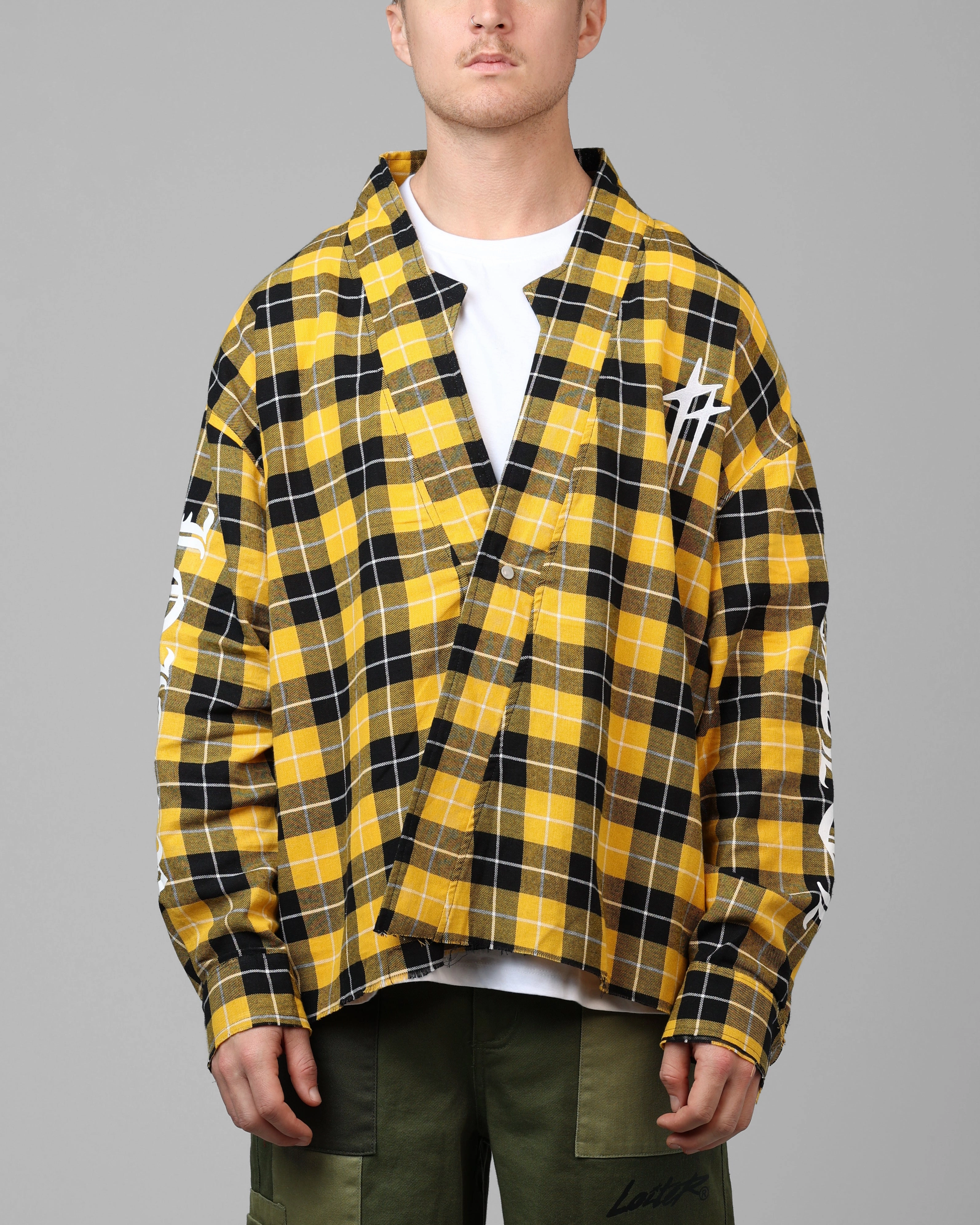 RipstopFabric Stretch Enhanced Mobility Loiter Kimono Flannel Yellow/Black