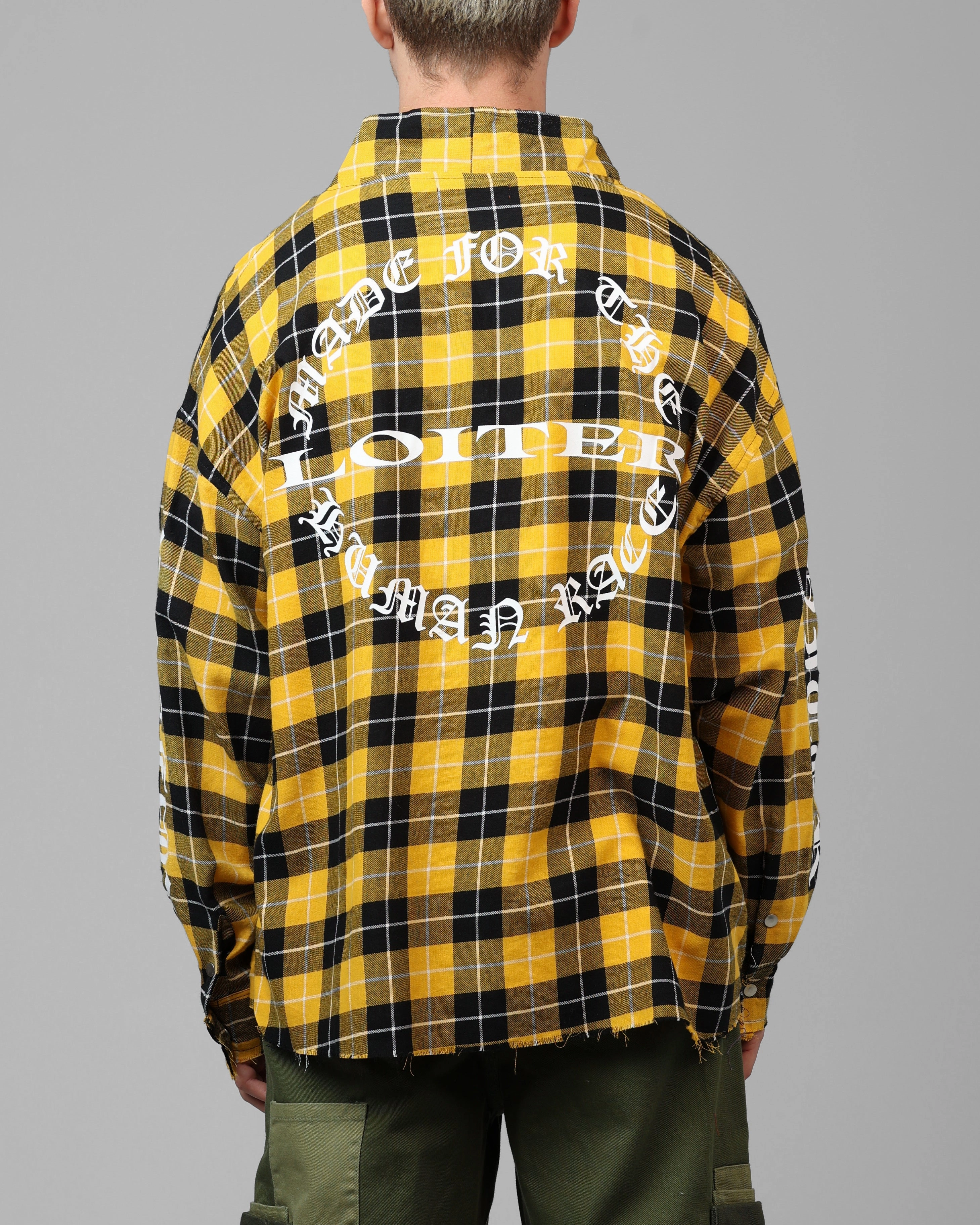 Loiter Kimono Flannel Yellow/Black exploration Double Layer Design