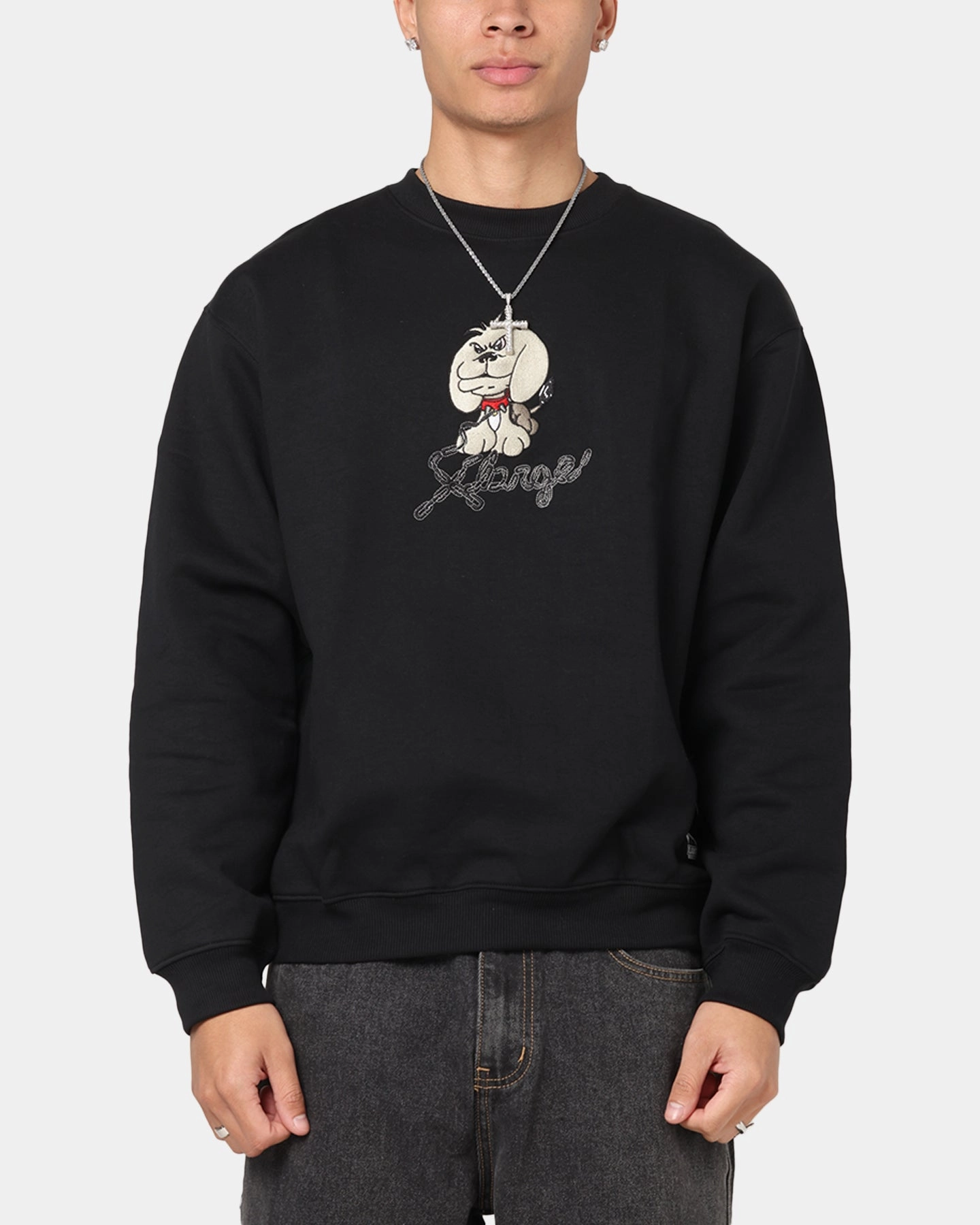 Fall Outfit Embellished Trim X-Large Off Leash Crewneck Black