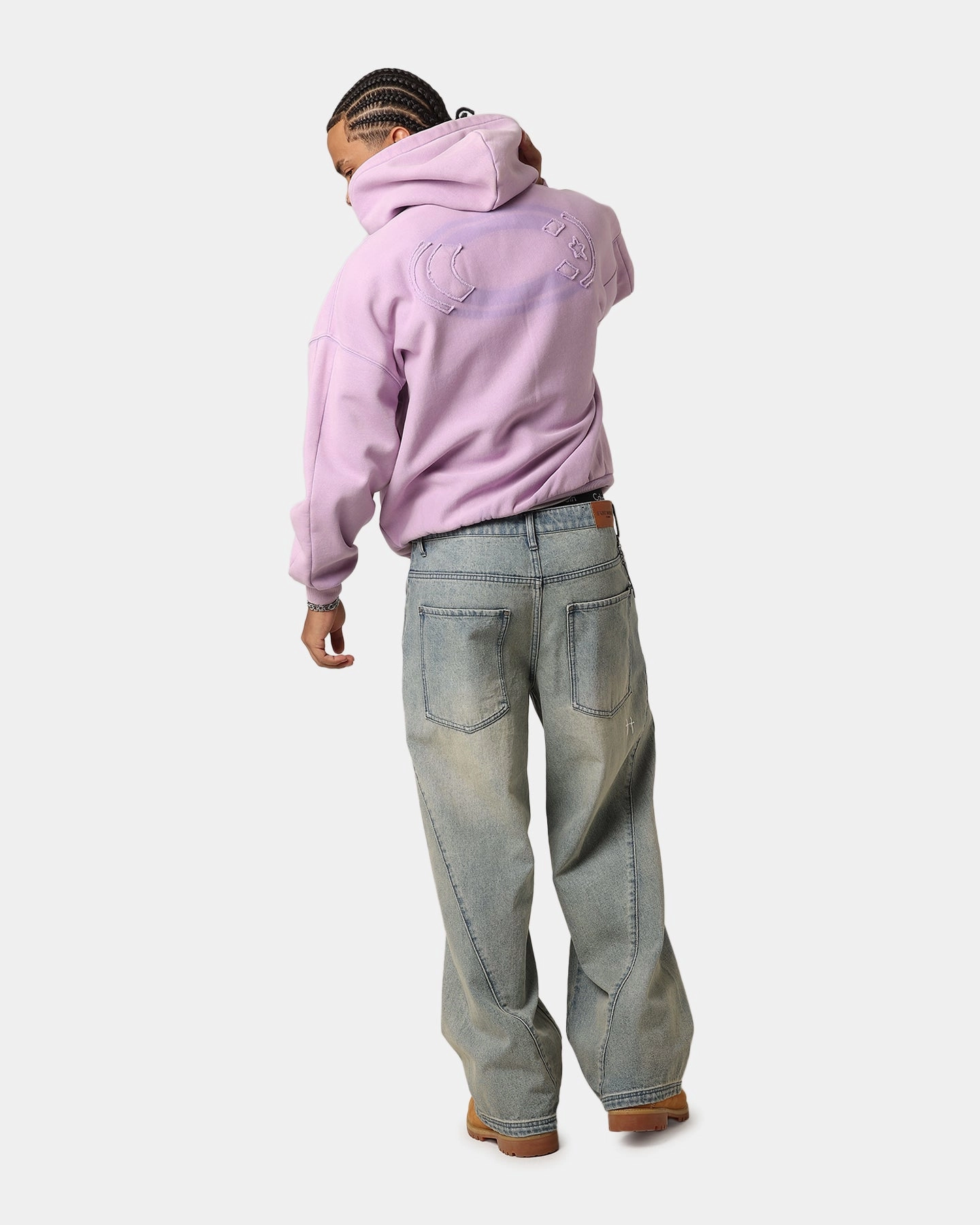 Infatuation Adjustable Drawstring Waist Carre Con-Star Hoodie Washed Purple