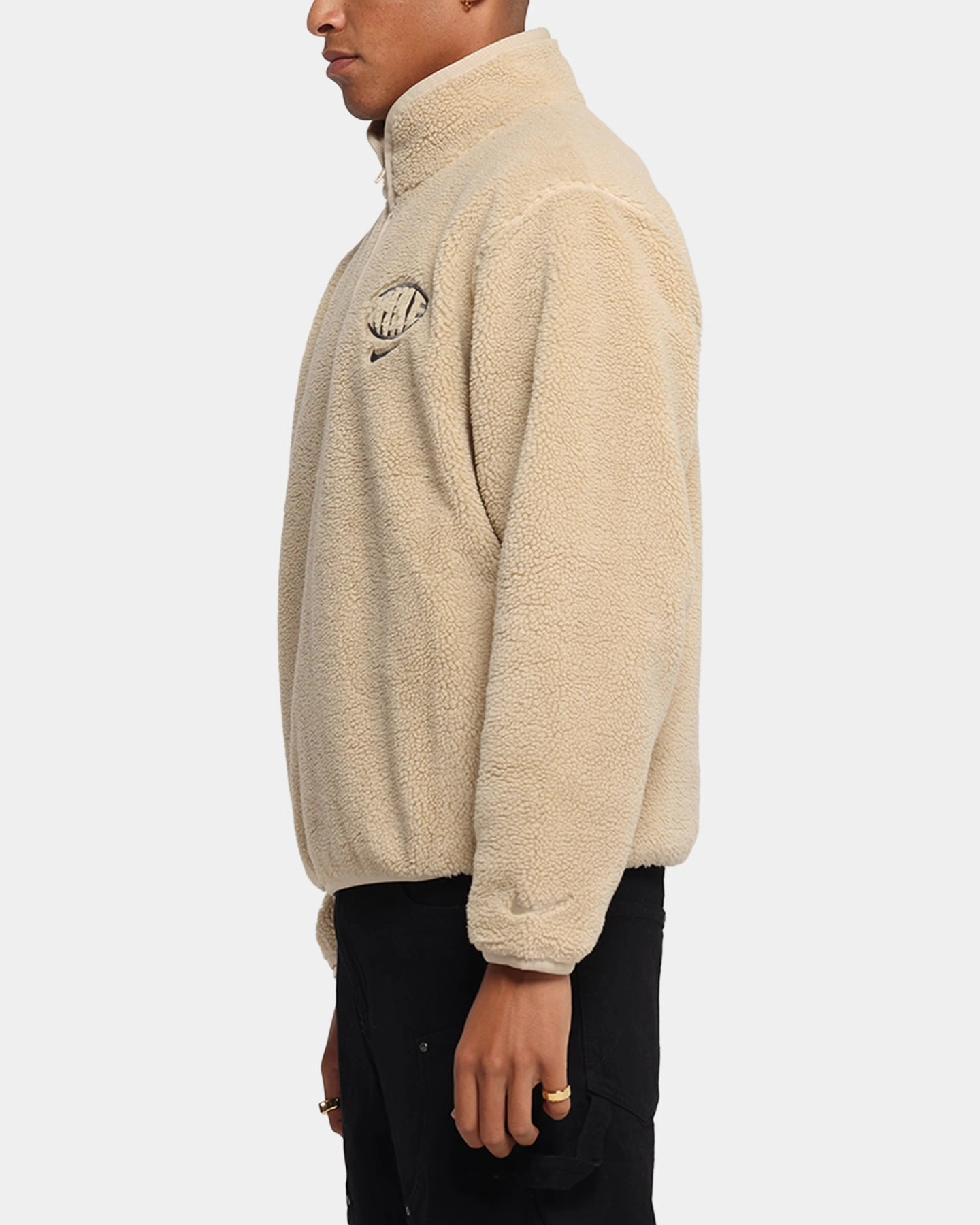 Nike Club Sustainable Winterized Half Zip Top Grain/Medium Ash Grey Asymmetric Hemline Anti Pilling Technology