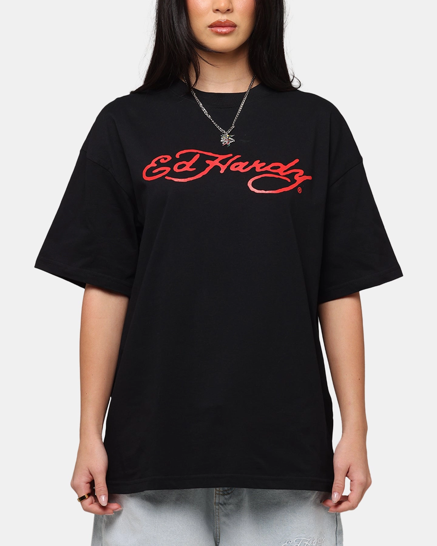 Chill Style Comfy Style Ed Hardy Flourish Script T-Shirt Black