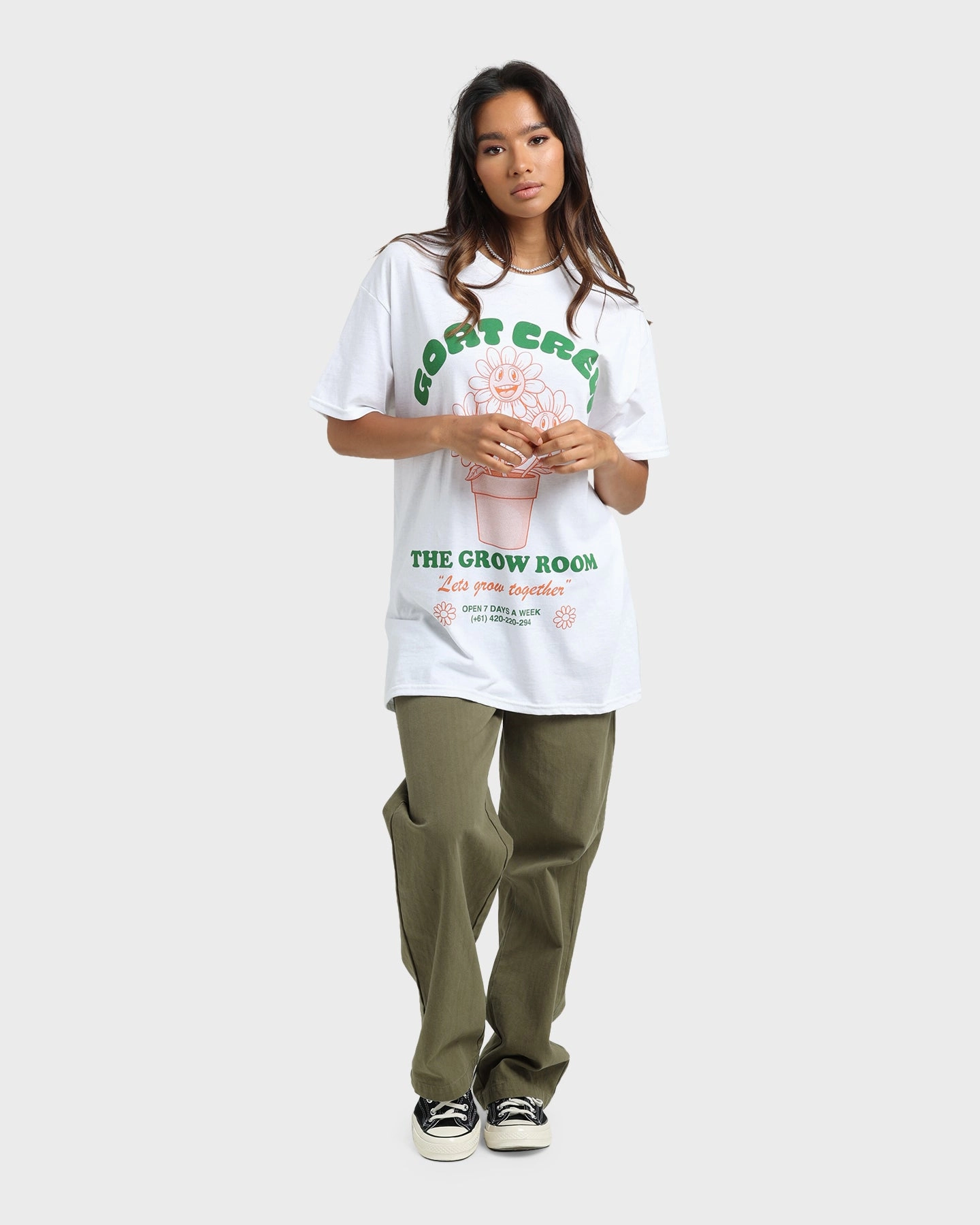 Trendy Design Goat Crew Grow Room T-Shirt White