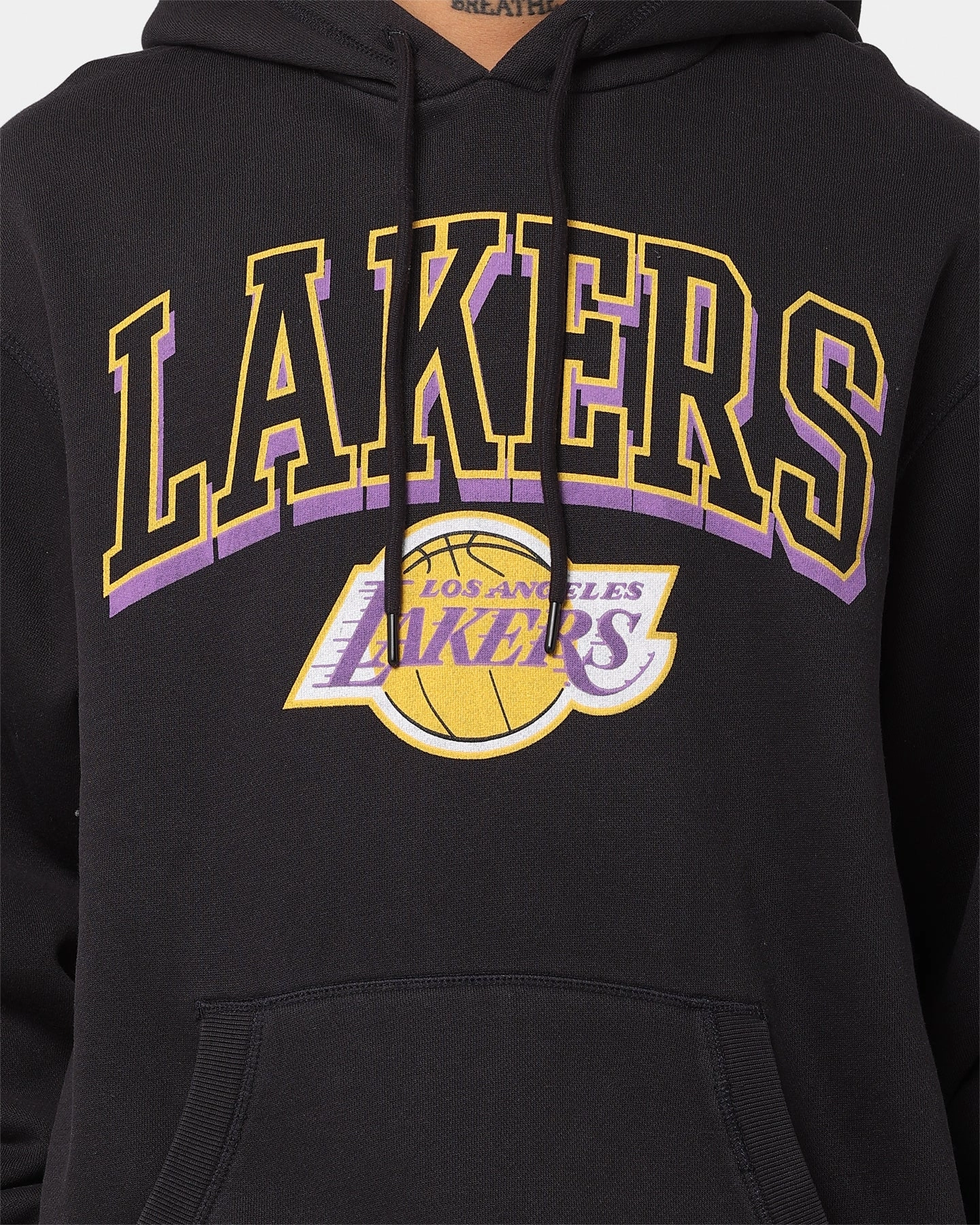 Snag Free Surface Mitchell & Ness Los Angeles Lakers Vintage Keyline Logo Hoodie Faded Raven