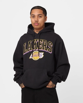 Mitchell & Ness Los Angeles Lakers Vintage Keyline Logo Hoodie Faded Raven Merchandise