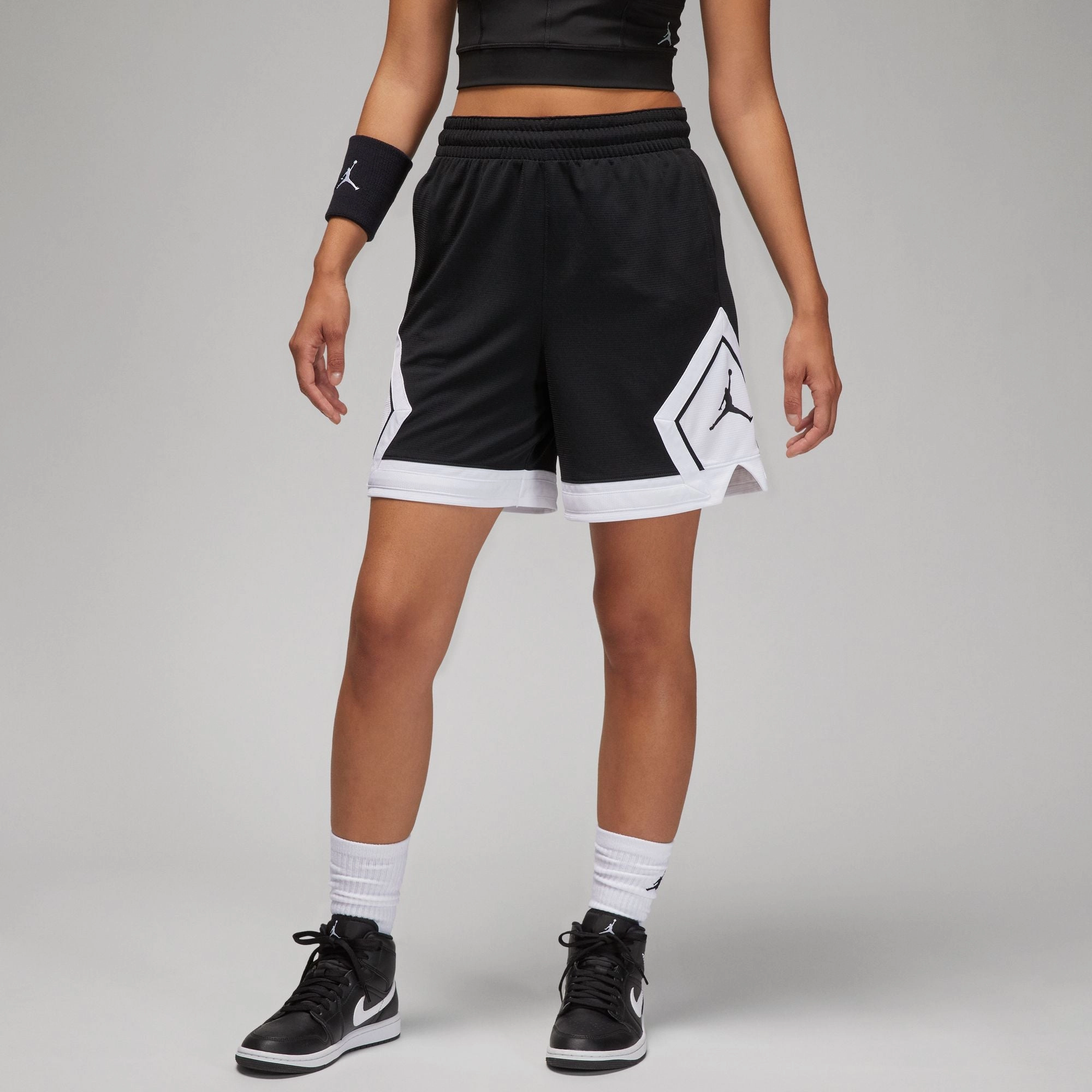 Stylish Comfort Crisp Texture Womens Jordan Sport Shorts 'Black'