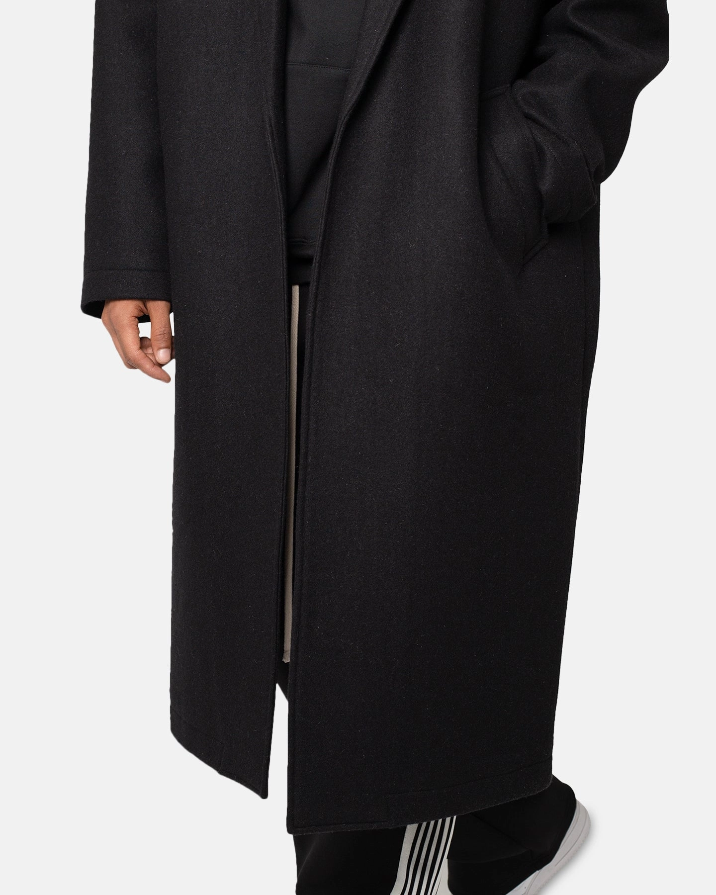 MNML Wool Coat Black Moisture Wicking Lining Reflective details