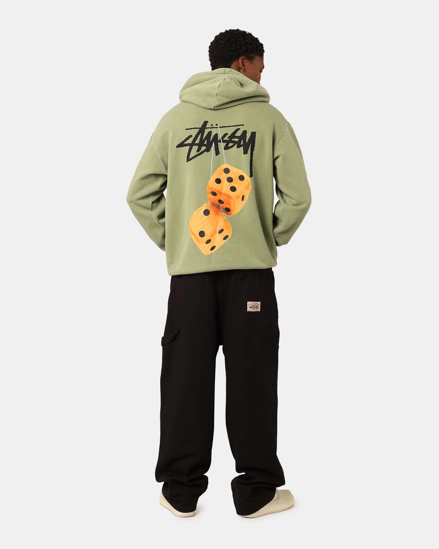 St??ssy Fuzzy Dice Fleece Hoodie Pigment Artichoke Tactile Response Fabric