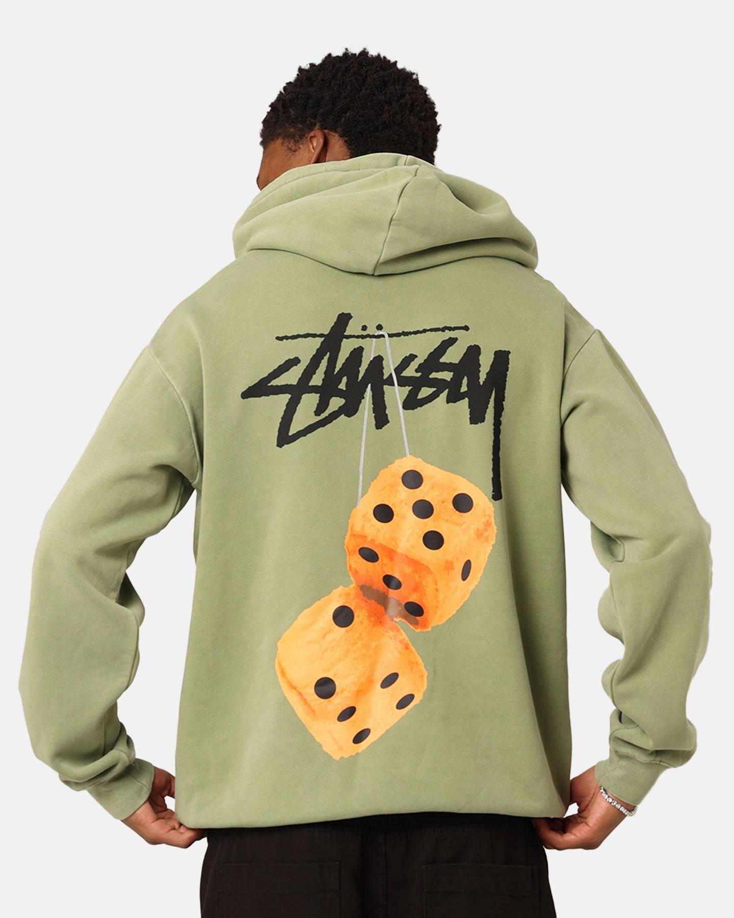popular among fashionistas Cold Protection St??ssy Fuzzy Dice Fleece Hoodie Pigment Artichoke