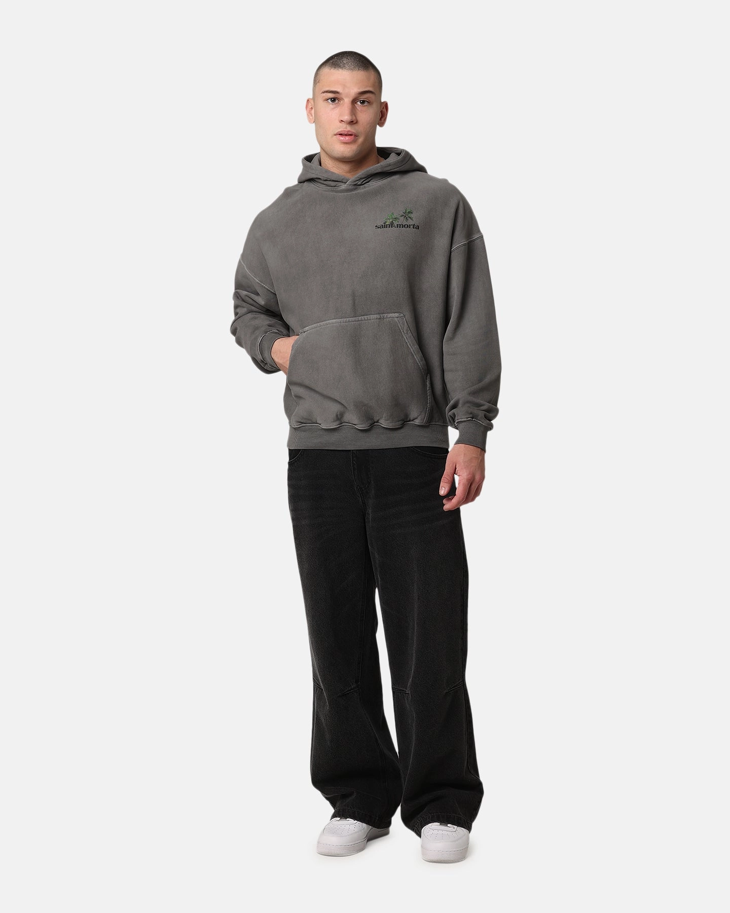 Saint Morta Paradise Hoodie Washed Charcoal Algorithm Authorize