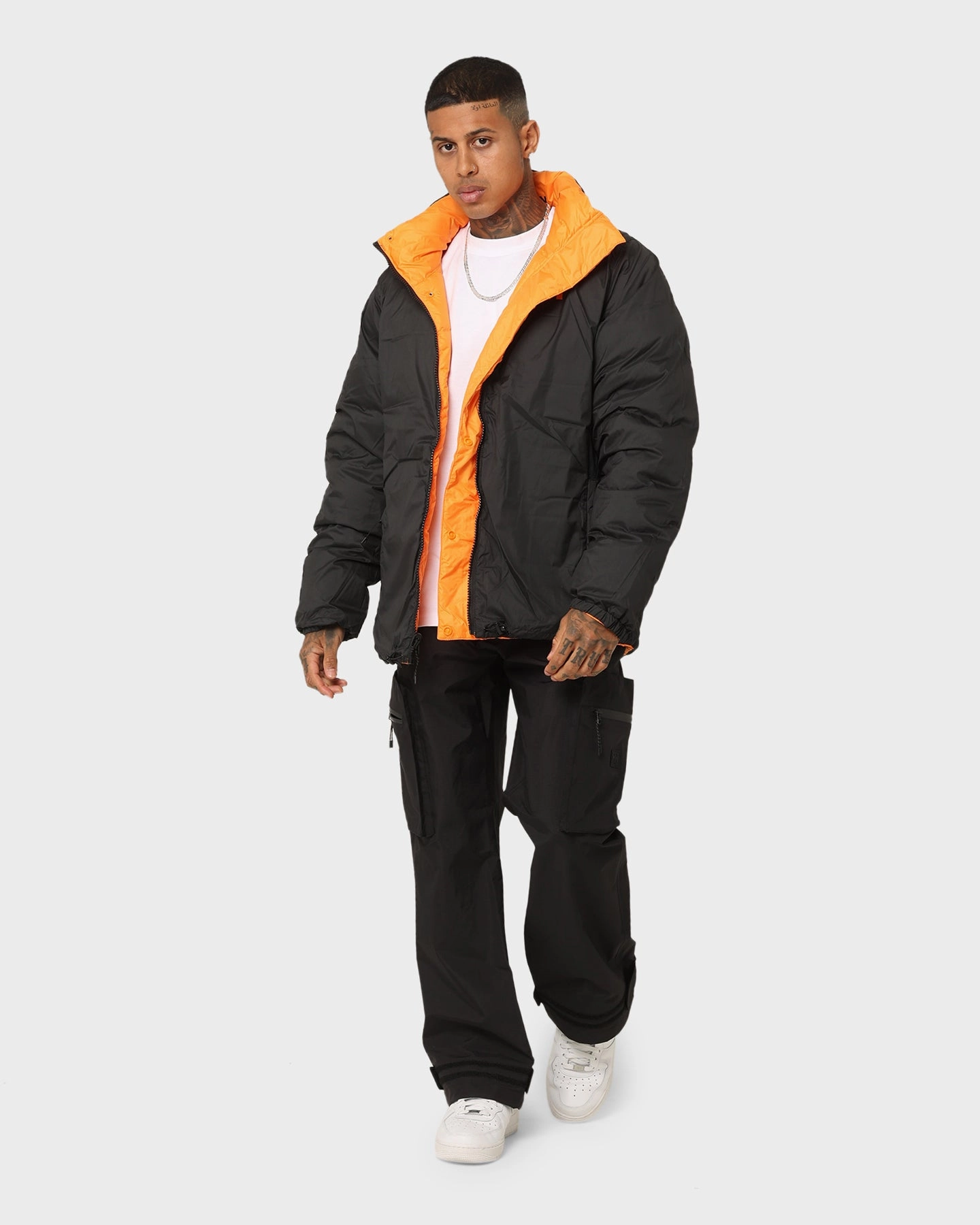 Helly Hansen HH Reversible Down Puffer Jacket Poppy Orange Lockdown Hood Toggle Talent