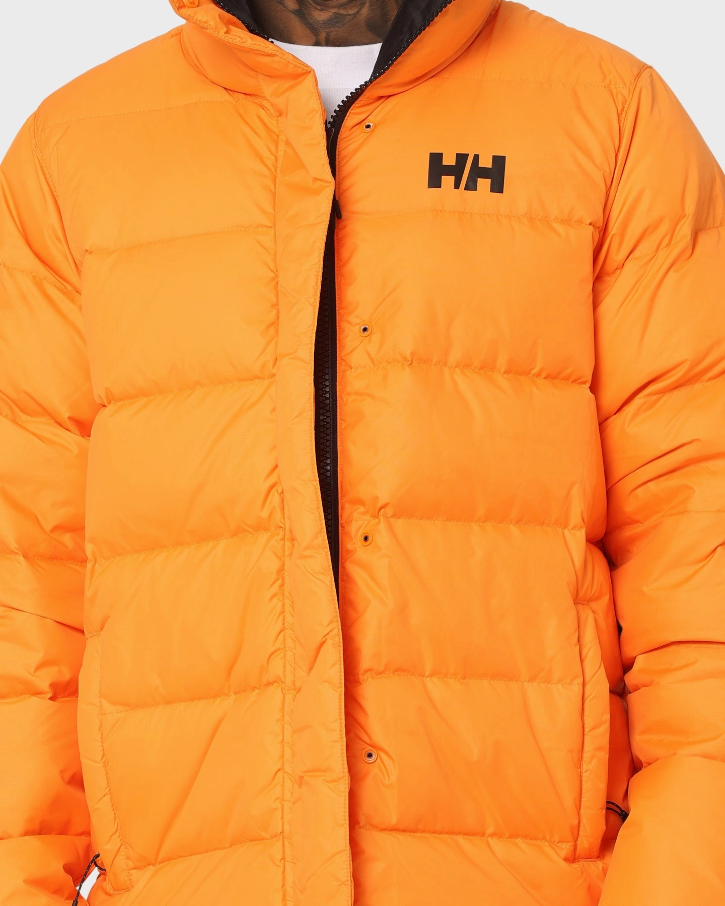 Display Zippered Vents Helly Hansen HH Reversible Down Puffer Jacket Poppy Orange