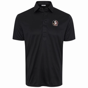 Collars and Co. Men's Seminole Logo Featherlight Flex Relaxed Fit Polo - Black Relaxed Style Military Inspired