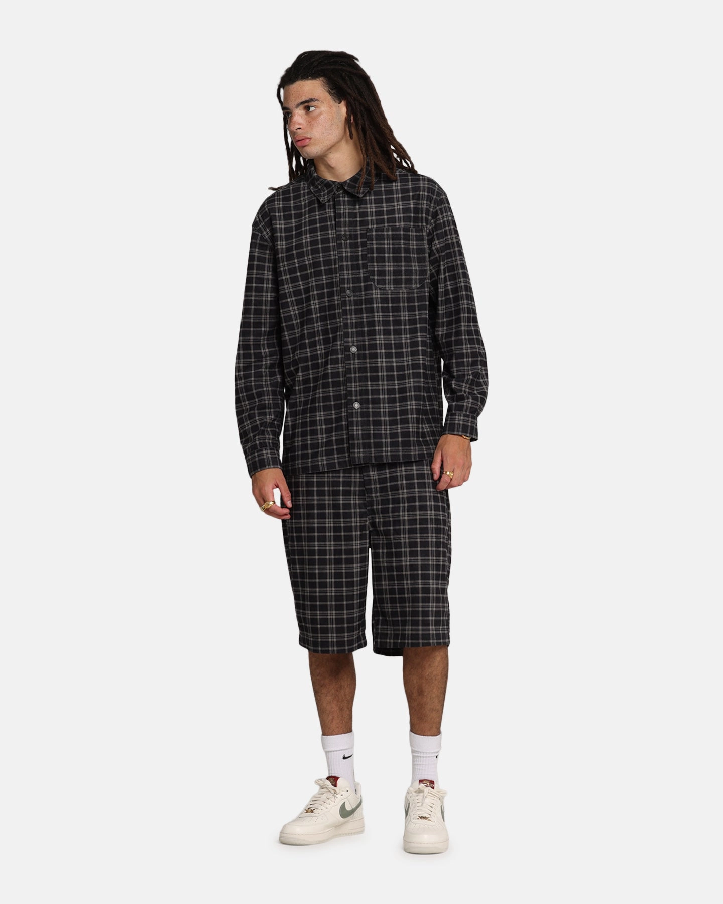 XXIII Plaid Corduroy Jacket Black/Grey Nautical Look