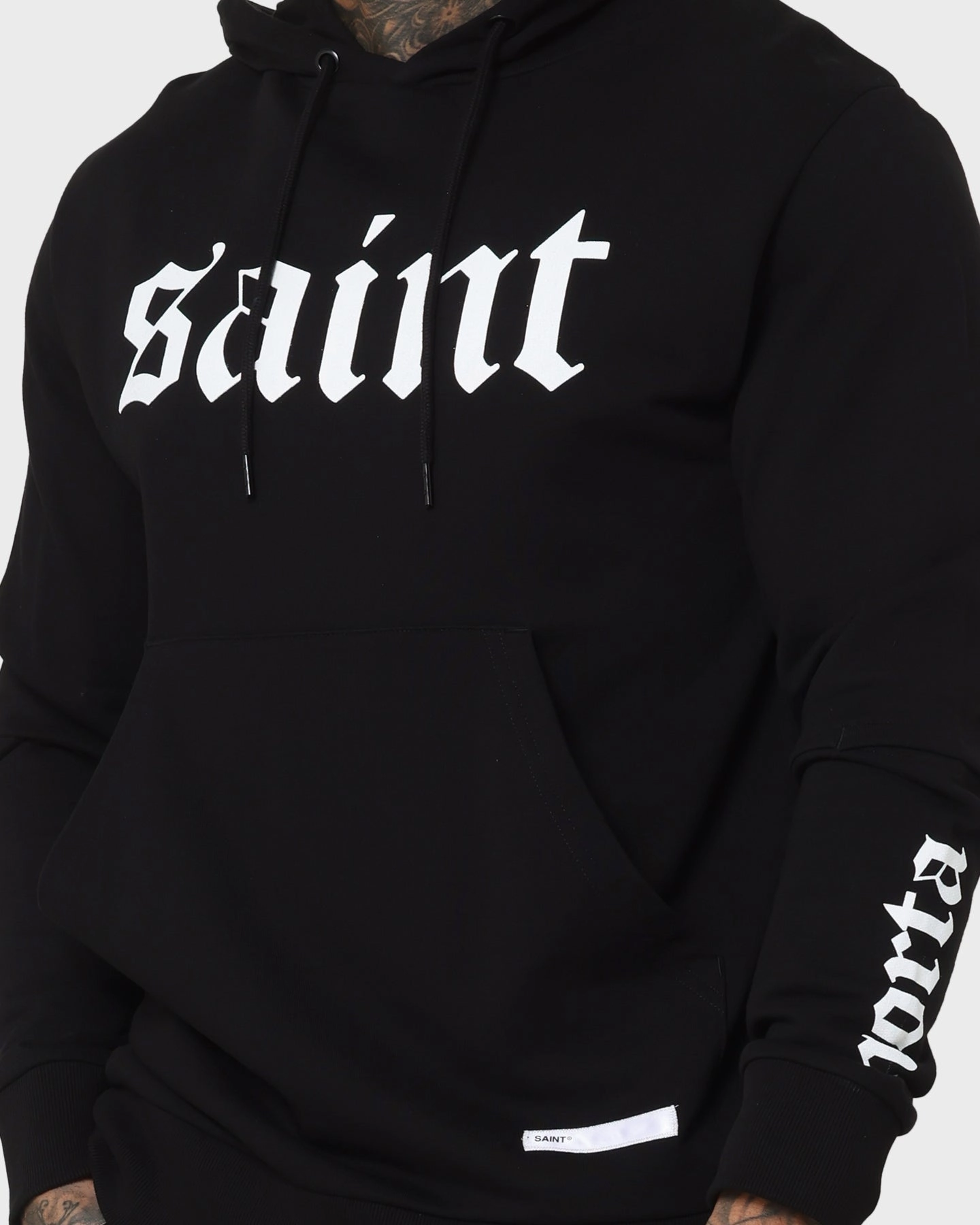Saint Morta Gothica New Age Hoodie Black/White Reflective Safety Trim