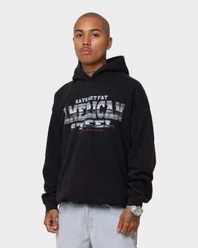 Rats Get Fat American Steel Vintage Hoodie Black Wash HiddenStorage Functional Design