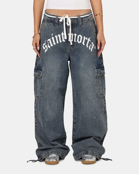 Saint Morta Gothic Denim Cargo Pants Dirty Denim Everyday Essential