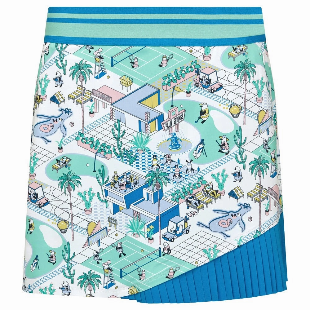 Textured Surface Anti Static Lining Original Penguin Elastic Pleats Palm Springs Golf Skort Bright White - SP25 Women
