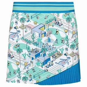 Textured Surface Anti Static Lining Original Penguin Elastic Pleats Palm Springs Golf Skort Bright White - SP25 Women