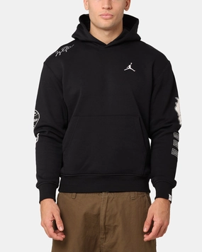 Jordan Essentials Fleece Pullover Hoodie Black/White Spark Adventure-Ready Wear