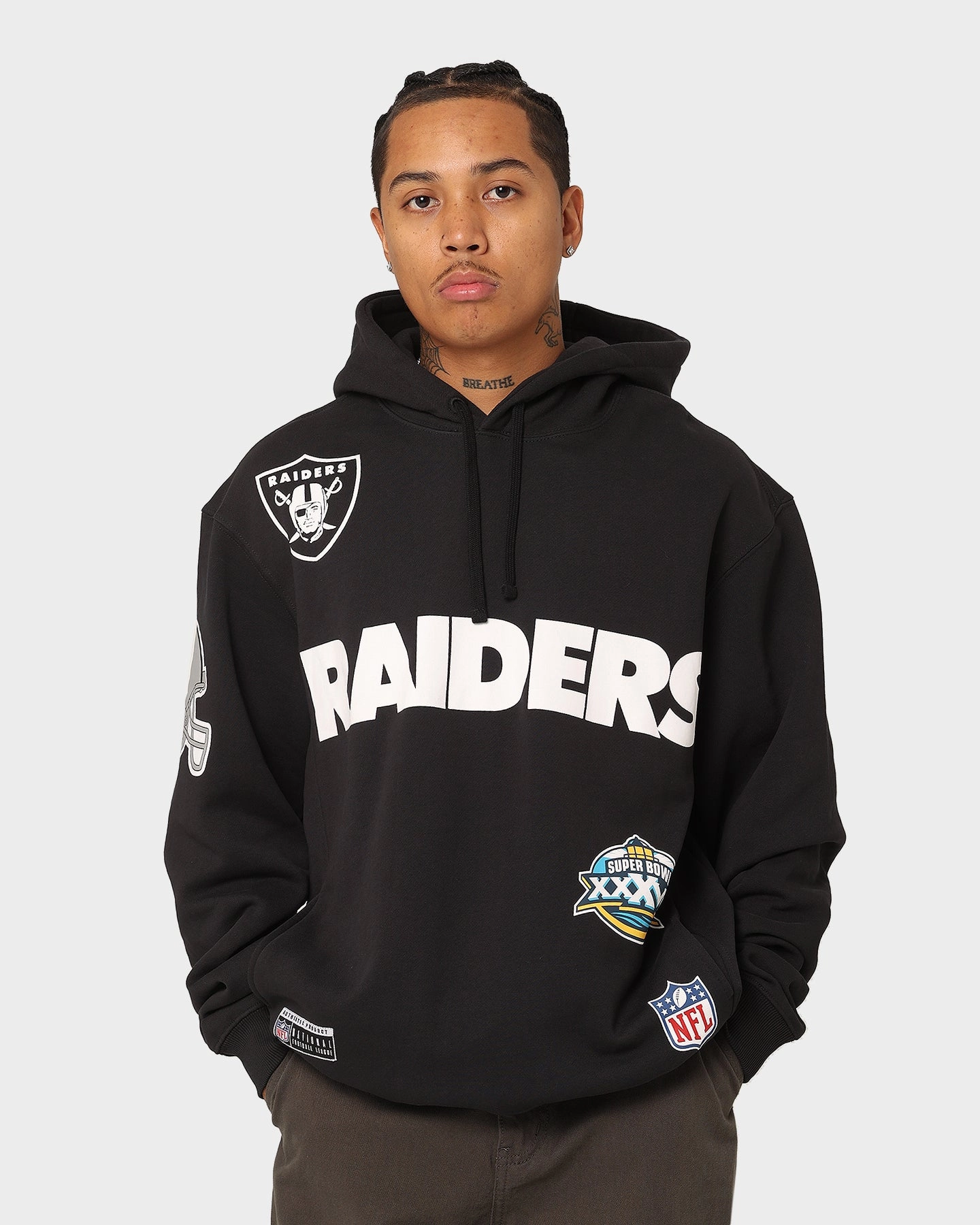 Wind Barrier Soft Shell Material Majestic Athletic Las Vegas Raiders World Series Champs Graphic Hoodie Faded Black