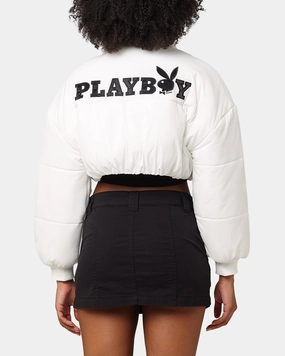 Playboy Bunny O Cropped Puffer Jacket White Stroll