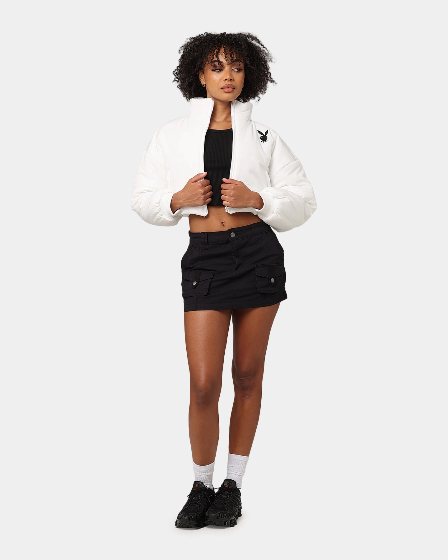 Functional Design Excellence Playboy Bunny O Cropped Puffer Jacket White