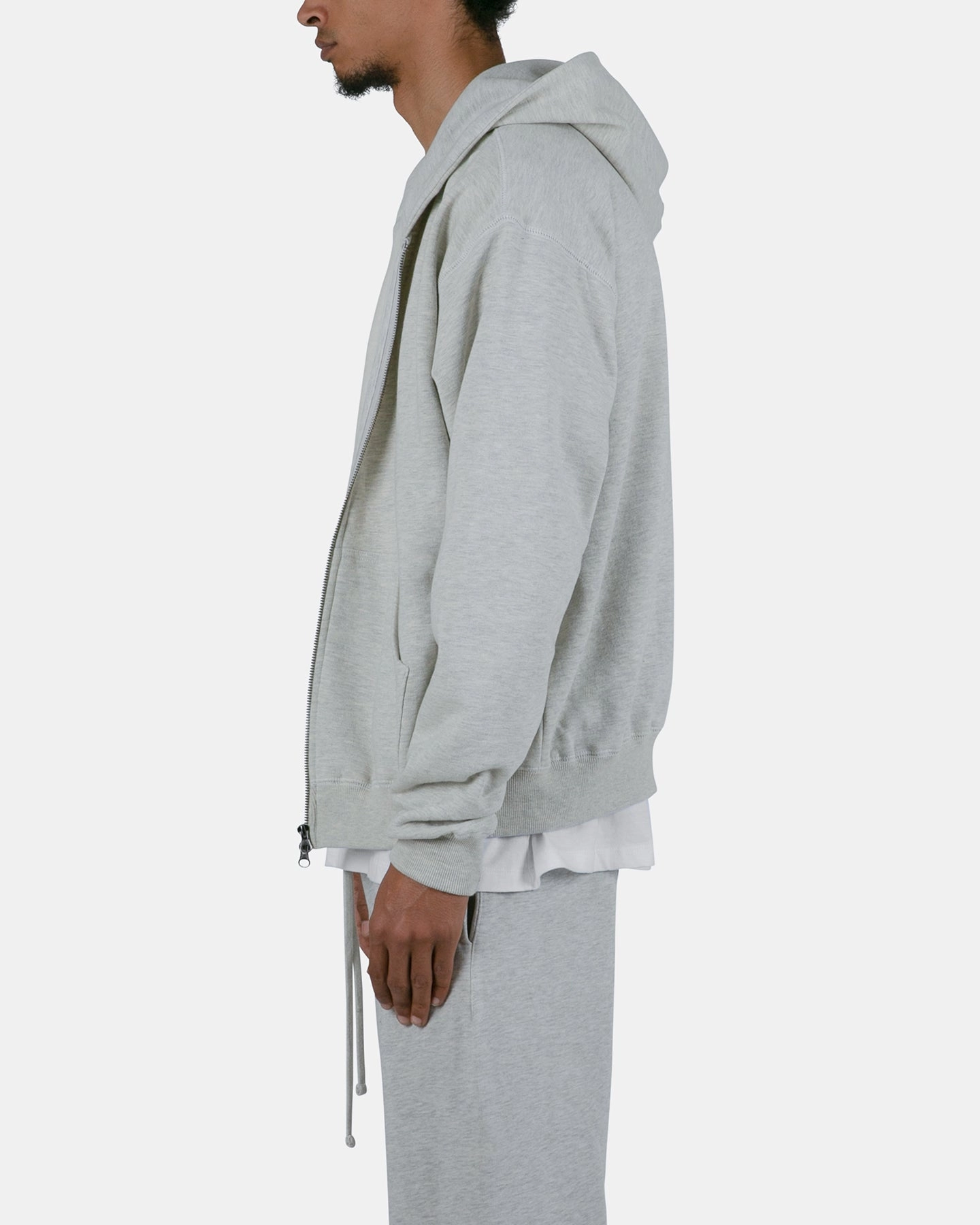writers Sporty Style MNML Basic Zip Up Hoodie Grey