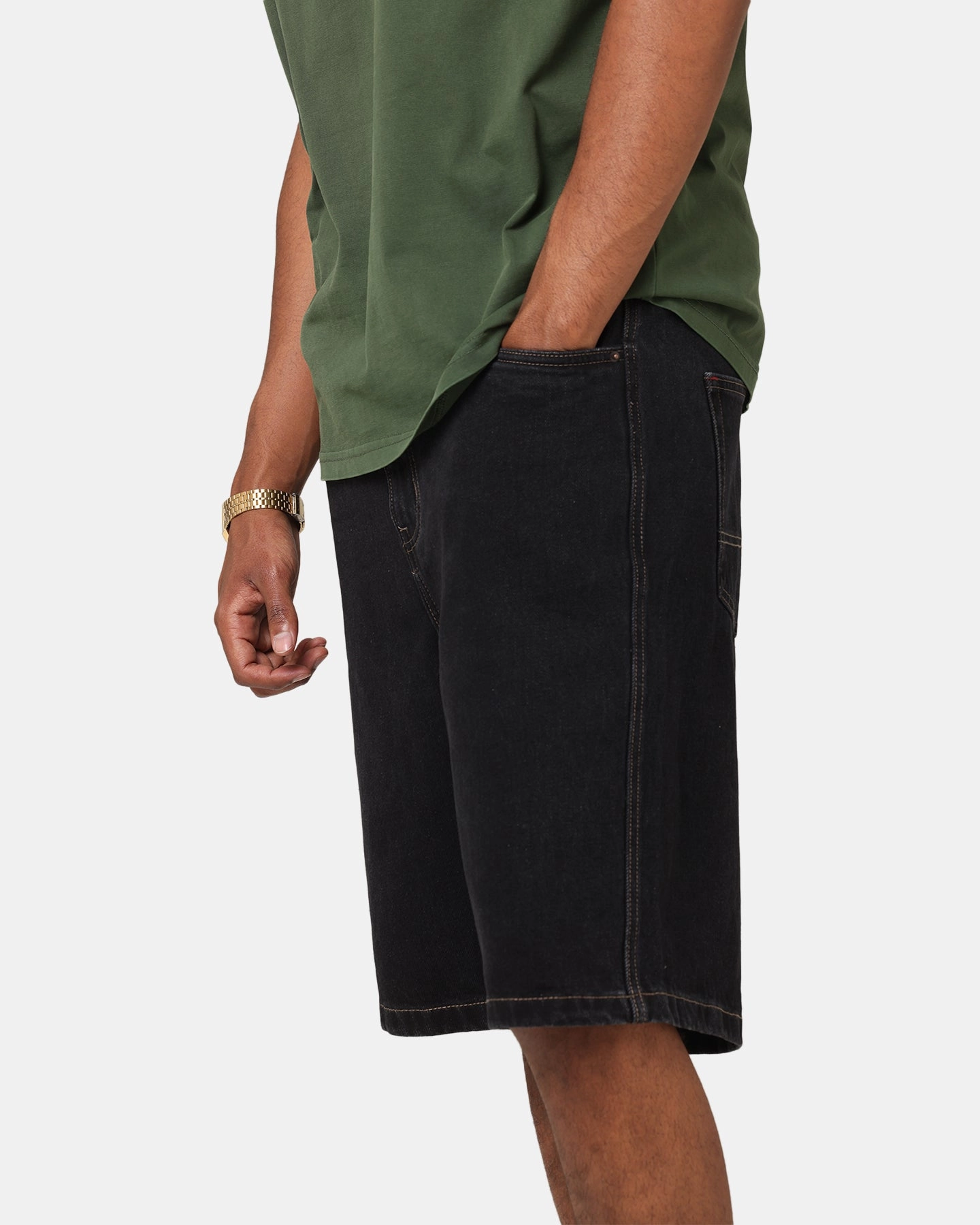 WindResistantWeave No Slip Gripper S Double Denim Standard Shorts Black Wash