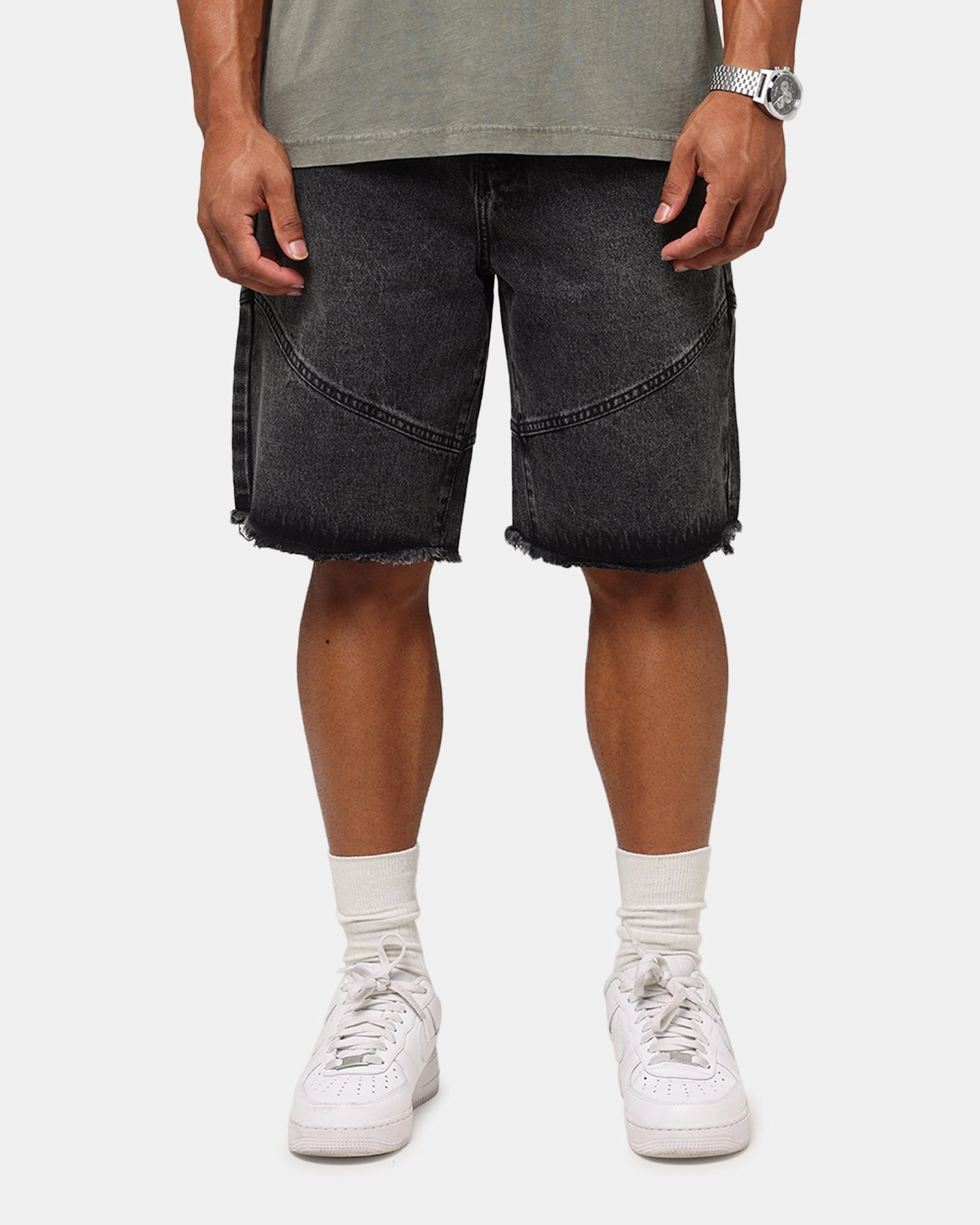 Saint Morta Armoury Baggy Denim Shorts Black Shadow All Purpose Utility Fit All Occasion