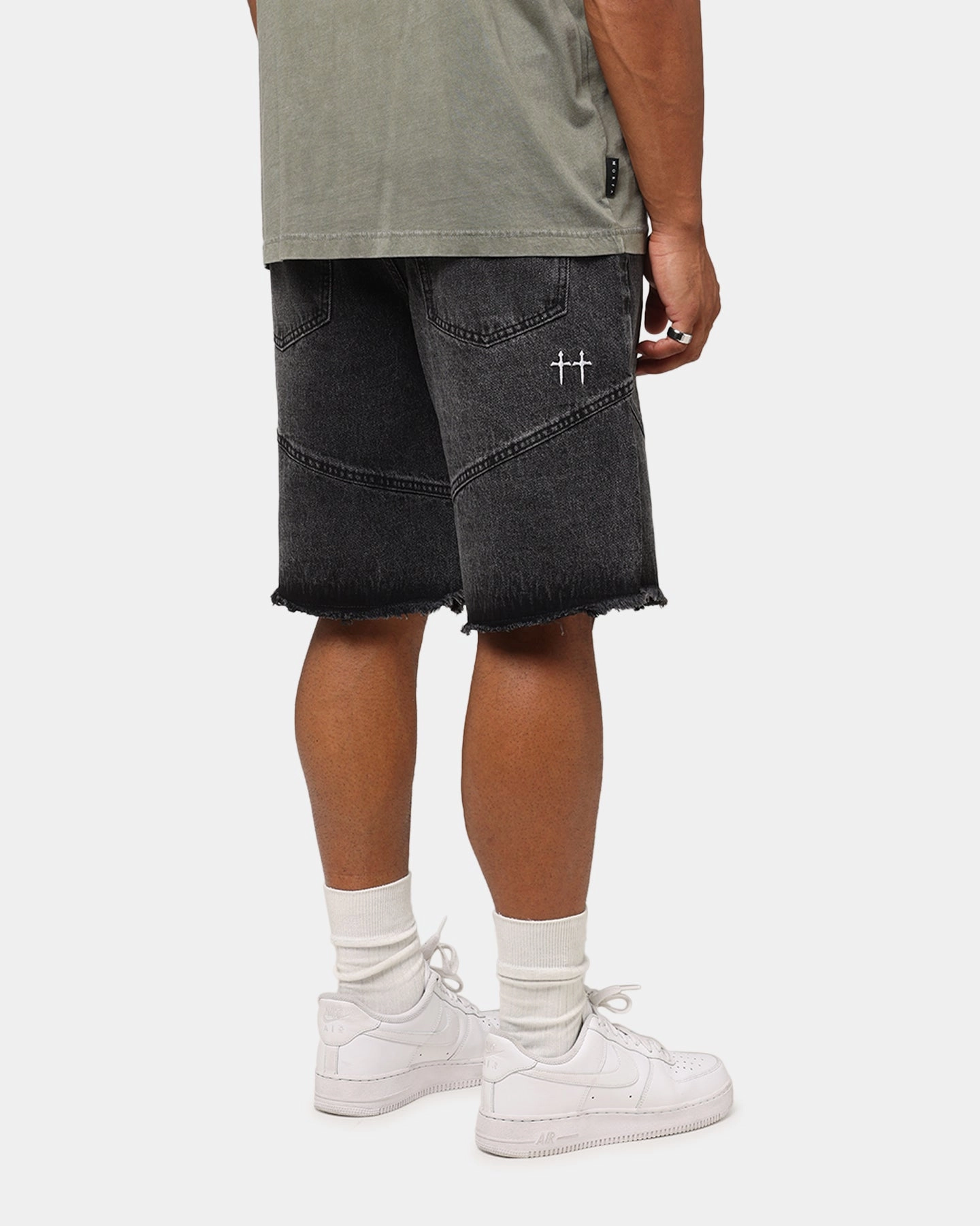 Saint Morta Armoury Baggy Denim Shorts Black Shadow Simple Fit