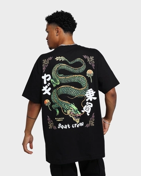 Outdoor Fashion Goat Crew Sleeping Dragons T-Shirt Black