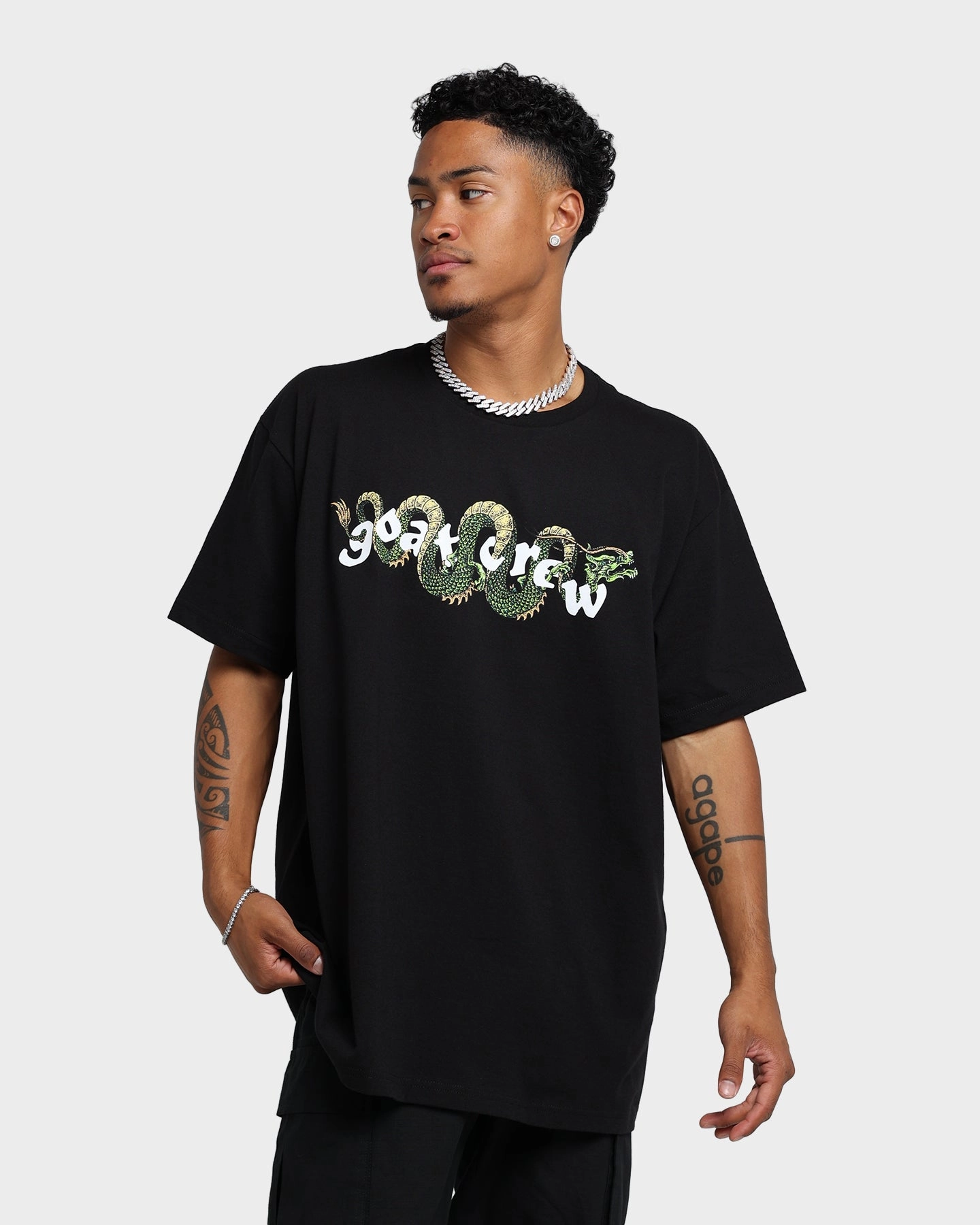 spandex blend Goat Crew Sleeping Dragons T-Shirt Black