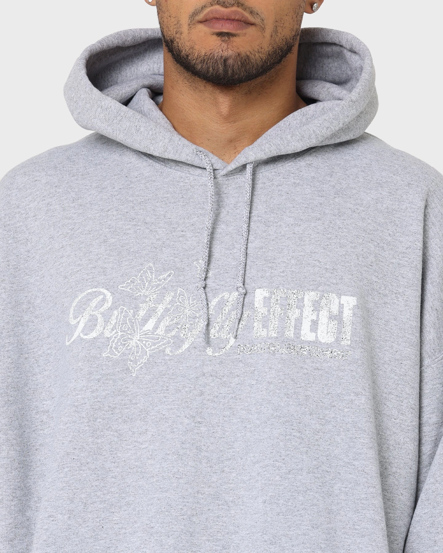 Taped Neckline Seams Rats Get Fat Butterfly Effect Hoodie Grey