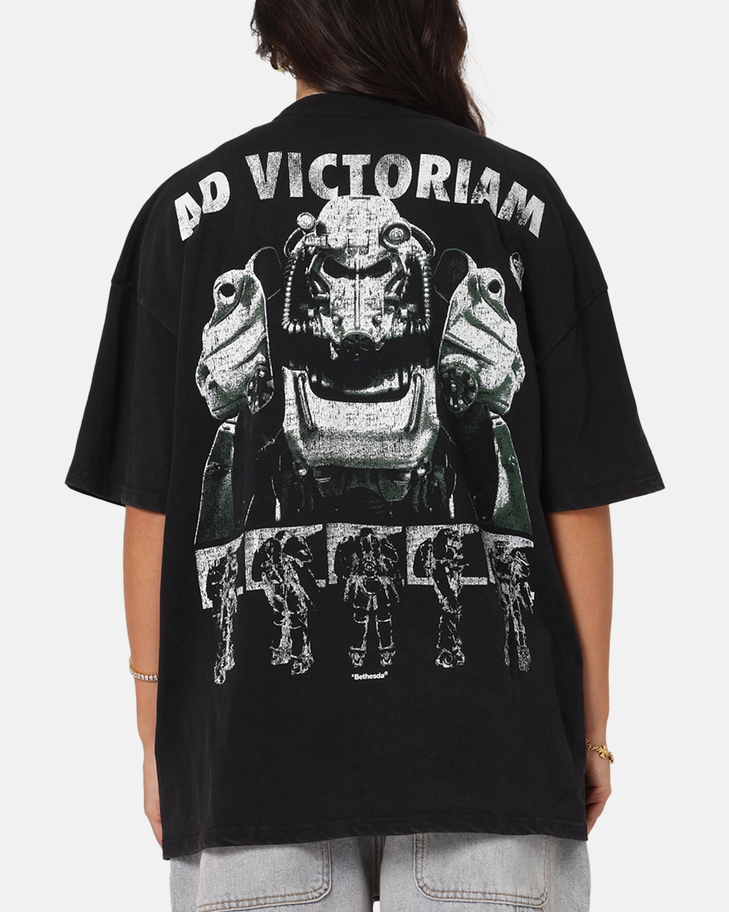 73 Studio X Fallout '15 Fallout 4 Vintage T-Shirt Black Acidwash Anti-static
