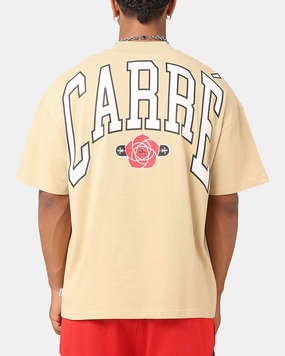 Bold Statement Cotton Blend Carre Rose Oversized T-Shirt Stone
