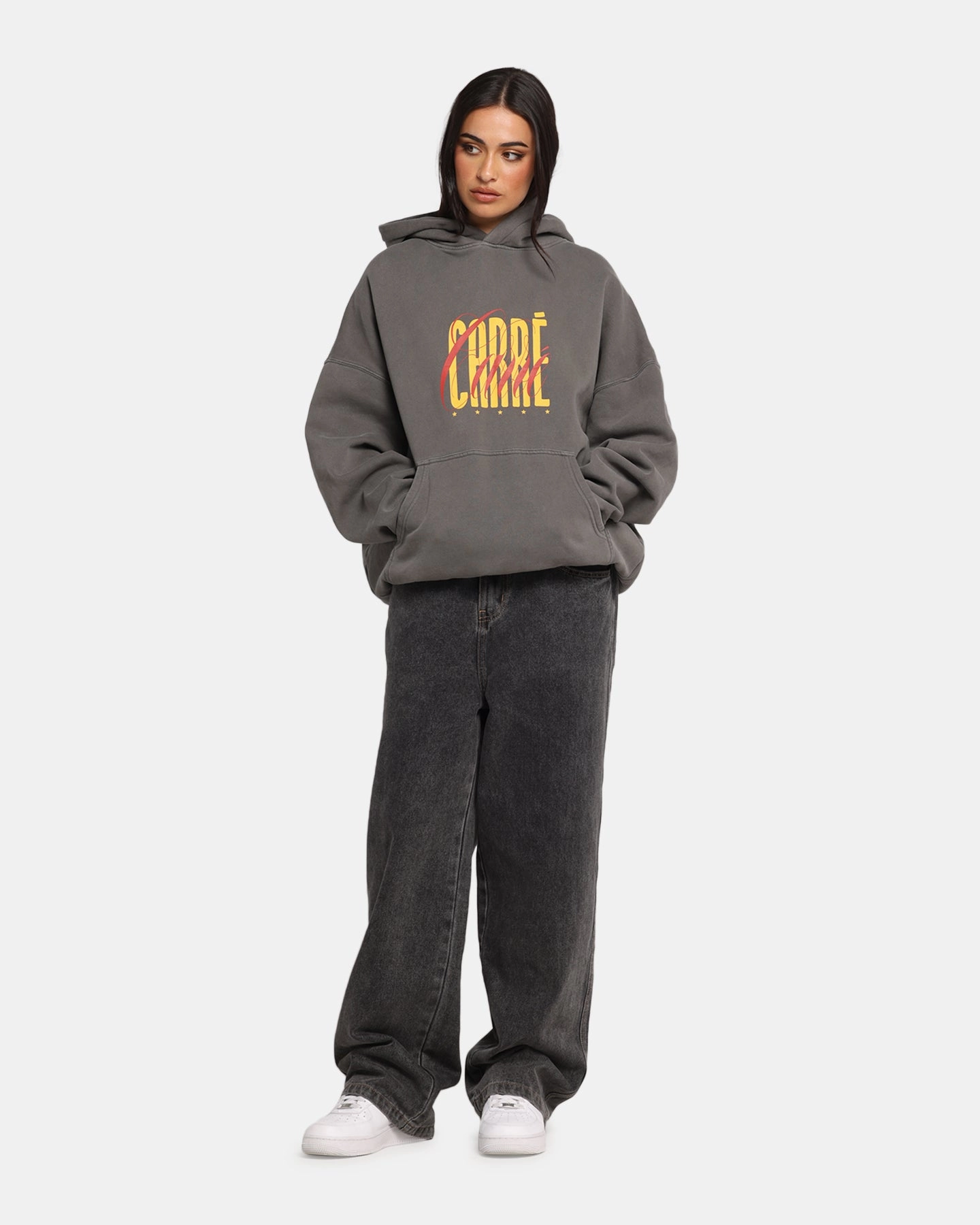slim Carre Golden Scale Hoodie Washed Charcoal