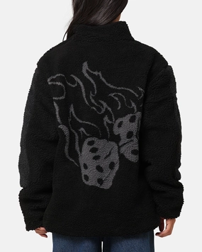 X-Large Fire Dice Reversible Sherpa Jacket Black Easy Zip Debit