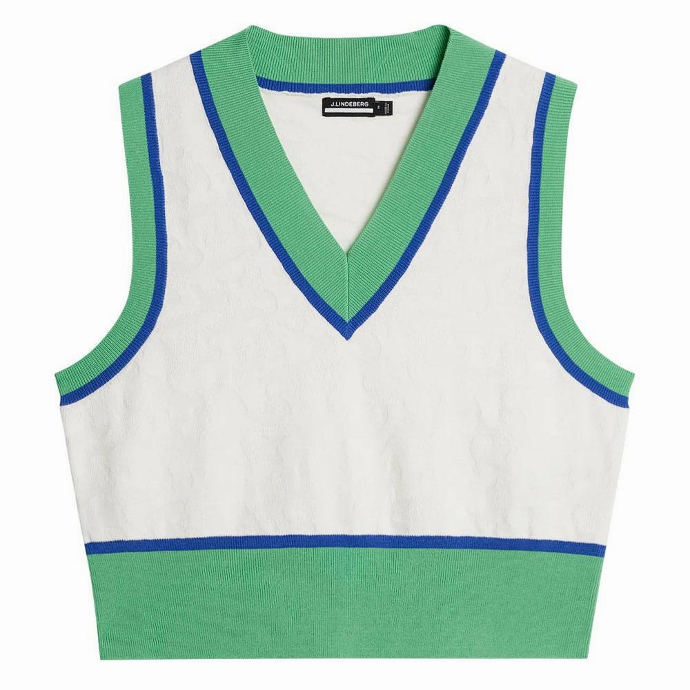 J.Lindeberg Barbados Knitted Golf Vest White - FW23 Women Cozy Hood Detail