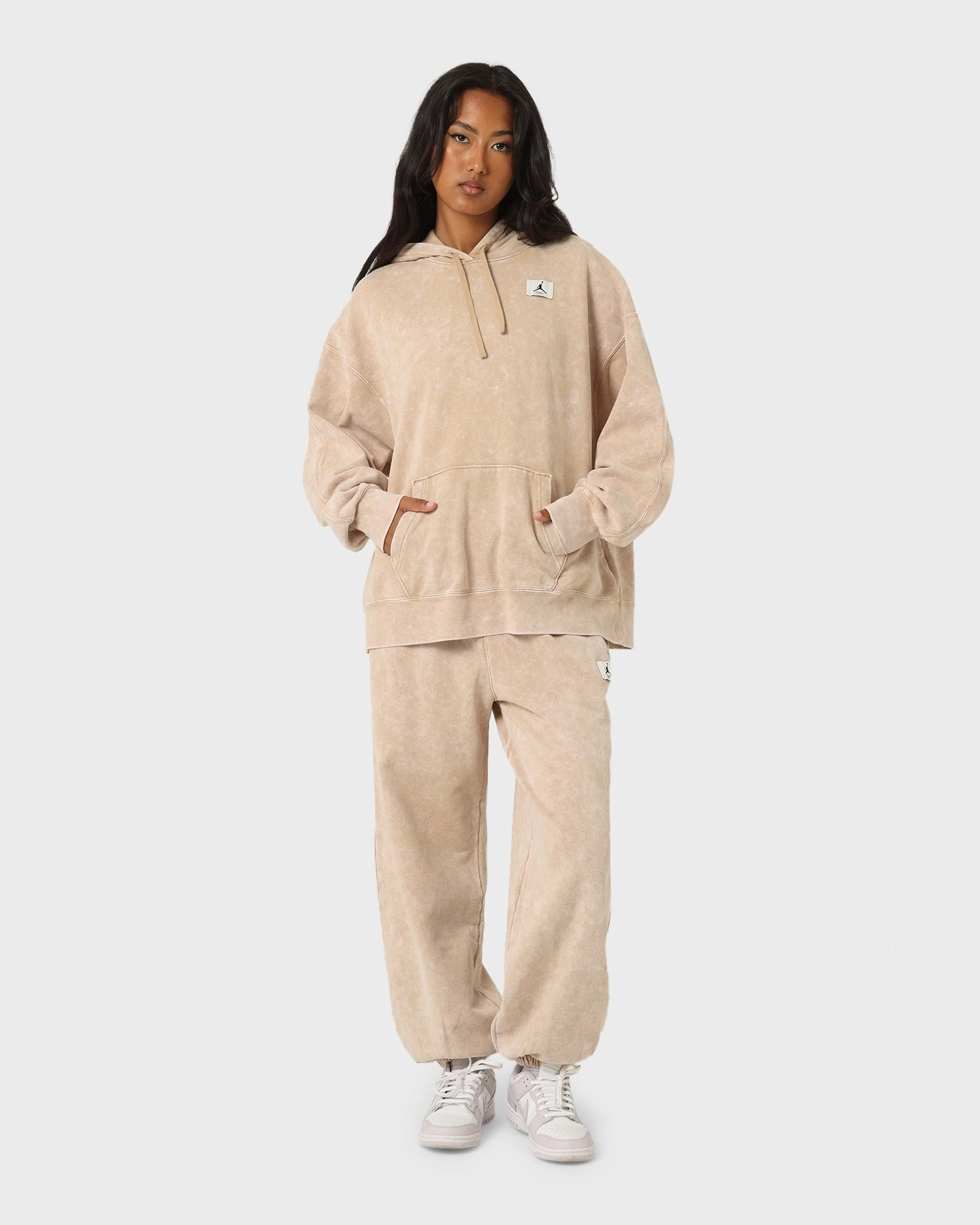 Jordan Women's Flight Fleece Washed Hoodie Desert Flexible Layering Cold Weather Wear