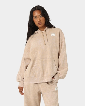 Jordan Women's Flight Fleece Washed Hoodie Desert Quilted Stitching Makeup