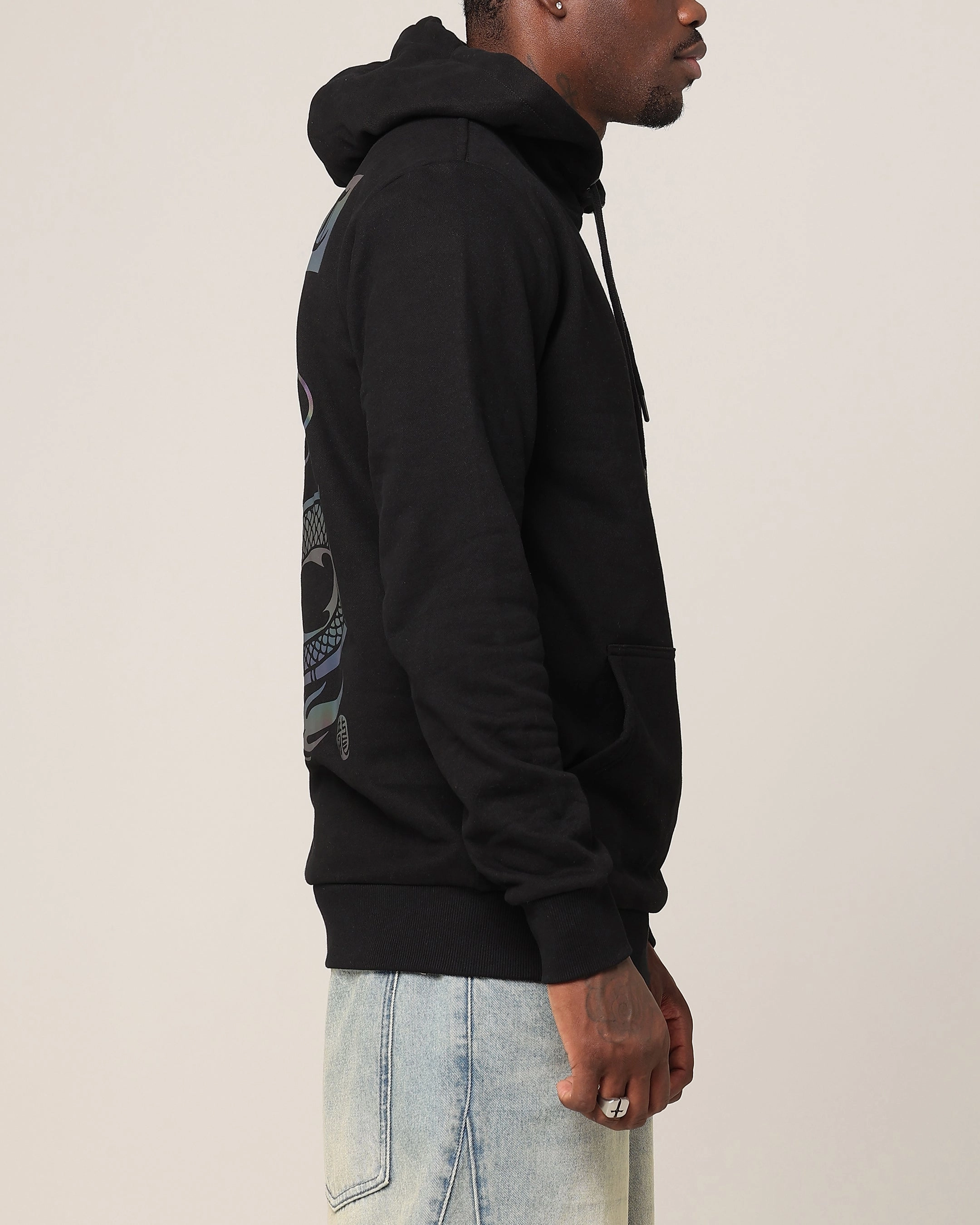 Fleece Lined Interior Saint Morta New Age Yot Dragon Hoodie Black/3M