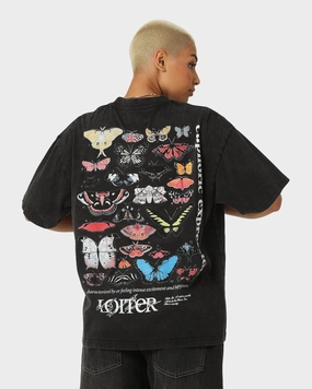 Chilly Day Essentials Relaxed Comfort Wear Loiter Euphoria Vintage T-Shirt Vintage Black