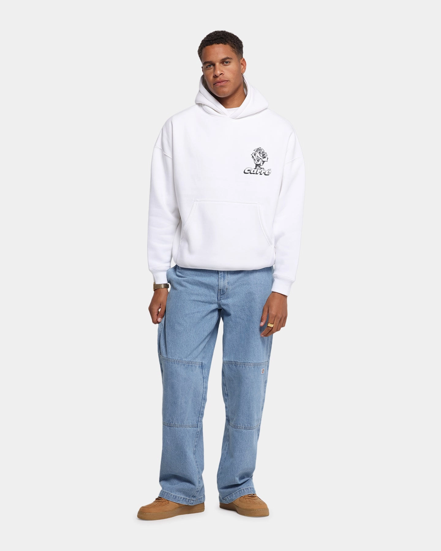 Multi Panel Engineering Ventilated Back Carre Freshly Picked Hoodie White