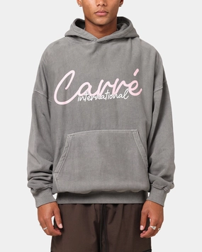 Daily Wear Carre International Script Hoodie Washed Charocal