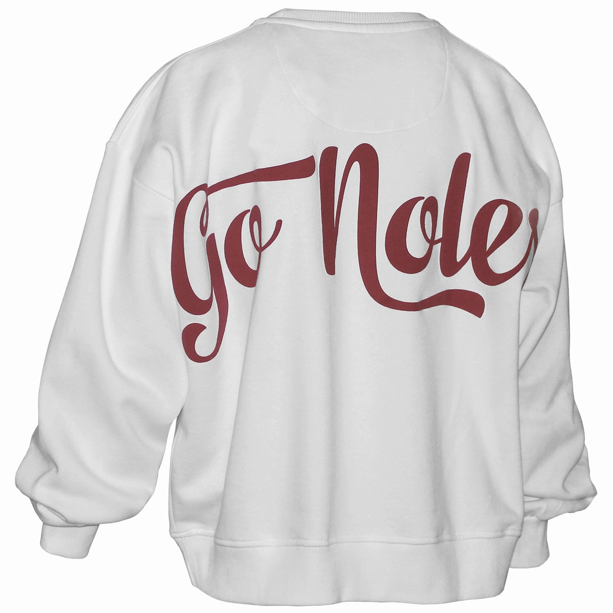 Interoperable high pressure situation Pressbox Women's Glittered Stacked FSU/Go Noles Design Oversized Crew Fleece - White