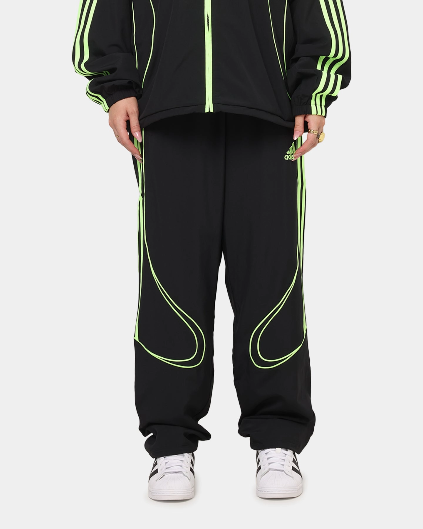 Stain Resistant Weave Adidas Teamgeist Adicolor Track Pants Black/Green