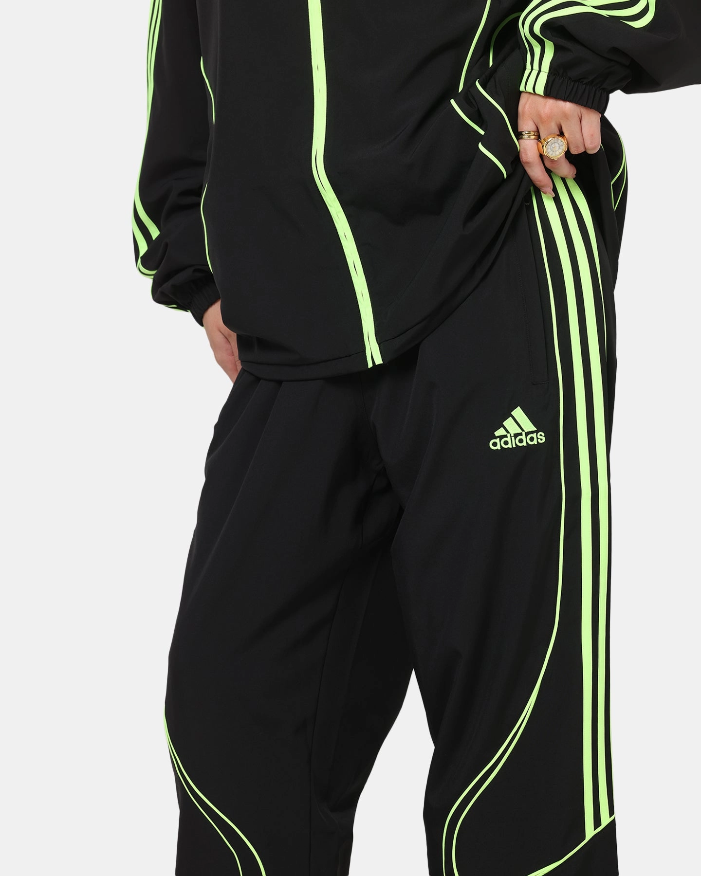 FlexibleKneePanels Comfort Cushioning Adidas Teamgeist Adicolor Track Pants Black/Green