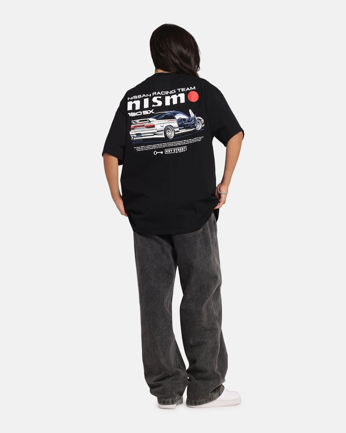 Key Street Nismo 180SX T-Shirt Black Floral Print Casual and Soft