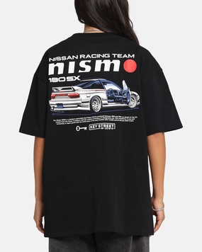 Smart Casual Look Floral Pattern Key Street Nismo 180SX T-Shirt Black